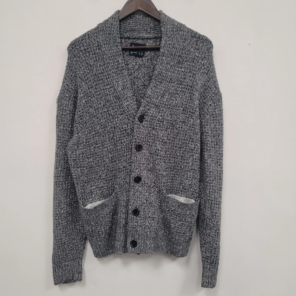 Abercrombie & Fitch Mens Button Shawl Collar Cardigan Size S Chunky Waffle Knit